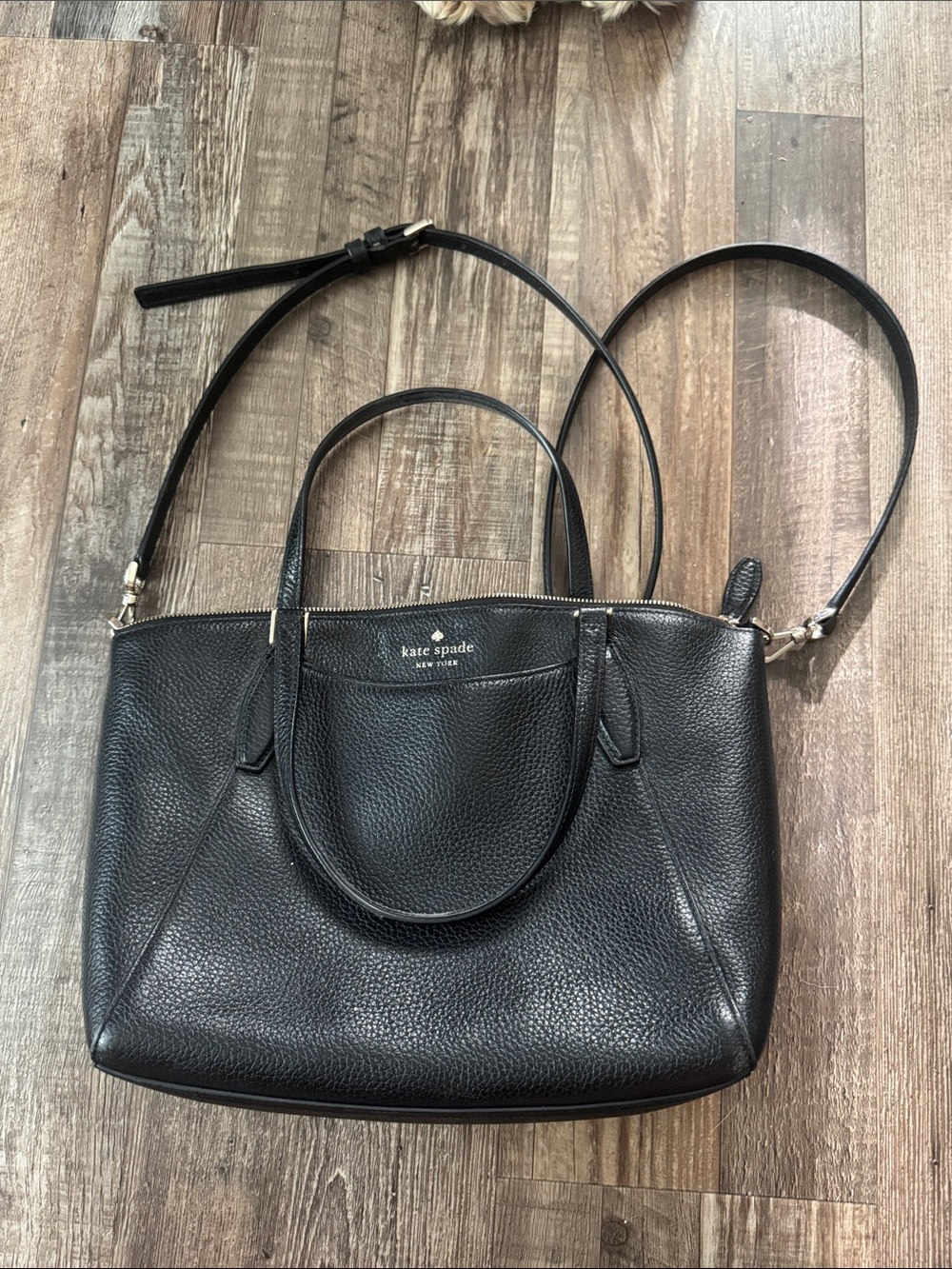 kate spade Black Pebbled Leather Convertible Satchel